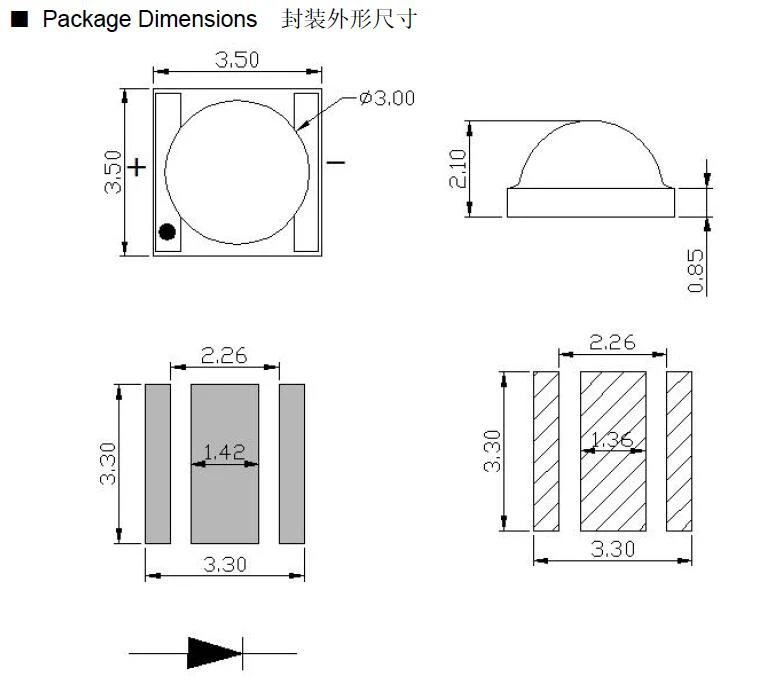 1w 3w nir 3535 smd led dimensions