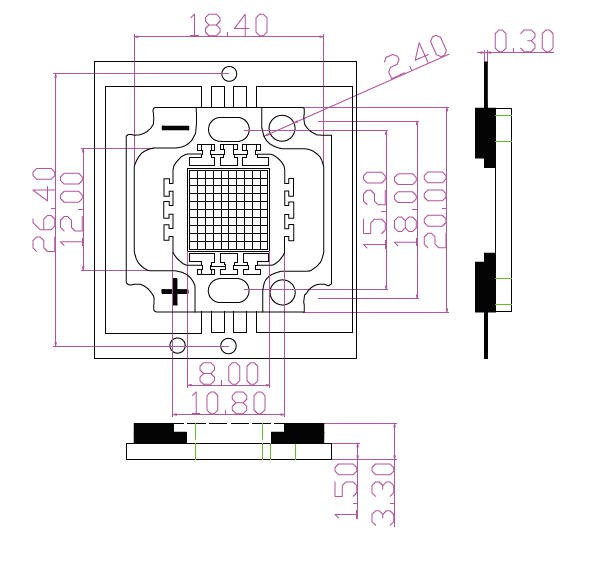 10W RGB COB LED square size 10W RGB COB LED square size